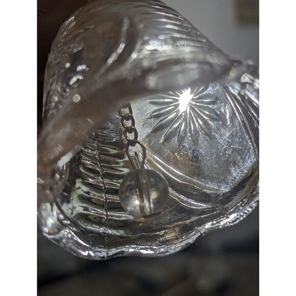 VINTAGE 4” La Vie SATIN & CRYSTAL CLEAR GLASS MINI WEDDING BELL - Picture 5 of 7